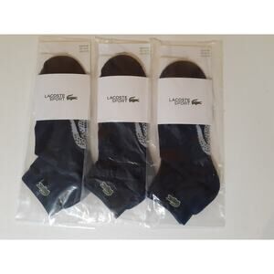 Lacoste Unisex Short Cotton Sport Socks x 3 Navy Blue/Grey Chine 13-16 XL